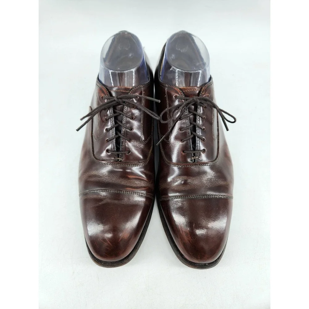 Johnston & Murphy Optima Oxford Mens 9 D Brown Leather Cap Toe Dress Shoes